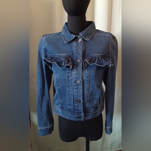 H&M Jackets & Blazers - H&M Divided Denim Jean Jacket with Ruffle Detail